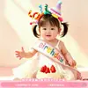 Diadema Sombrero de Cumpleaños Cinta para Fiesta para Niñas Pequeñas y Niños, Cinta Ceremonial con Ambiente Festivo, Accesorios para Fotos, Palitos Retorcidos Hechos a Mano