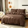 Ventas Directas de Fábrica Transfronterizo Amazon Color Sólido Cepillado Bicolor 90Gsm Funda de Edredón Funda de Almohada Juego de Cama de Tres Piezas
