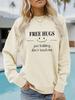 Sudadera con cuello redondo y manga larga informal para mujer, suéter con estampado de ABRAZOS GRATIS, para otoño e invierno, transfronterizo de Europa y Estados Unidos, venta al por mayor