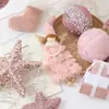 Decoración navideña transfronteriza nueva bola de espuma escaparate de ventana caucho de alta calidad bola de Navidad rosa adorno para árbol de Navidad