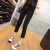 Simon Lena Black All-match Smoke Tube Straight Jeans Feminino Outono Nova Chegada Pequeno Oito-Nove Cintura Alta Primavera