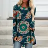 Aliexpress Venda Quente Moda Personalizada Retrô Impressão 3D Feminino Gola Redonda Manga Longa Solto Blusa Estilo Europeu e Americano Roupa Feminina