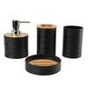 Cubierta de bambú de veta cruzada juego de cuatro piezas de plástico para lavado de baño fabricantes venta al por mayor almacenamiento de baño estante para lavar juego de porta cepillos de dientes