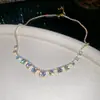 Collar de Zirconia Super Brillante Estilo Francés Gota de Agua, Cadena Ligera de Lujo para Clavícula, Collar Versátil con Personalidad de Moda Elegante