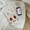 Calcetines de Coral Fleece para Mujer con Gato Bordado, Calcetines Gruesos para el Suelo, Calcetines de Dormir para Mujer, de Caña Media, para Casa, Dibujos Animados, Calcetines de Maternidad