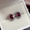 Brincos de Granada de Magnésio-Alumínio Naturais Transfronteiriços para Mulheres, Joias de Prata 925 de Alto Padrão de Nicho, 6*8 Moda, Vendas Diretas de Fábrica