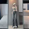 Elegantes Jeans Acampanados de Bloques de Color para Mujer, Otoño e Invierno, Tallas Grandes, de Tiro Alto, Adelgazantes, Ajustados, de Pierna Ancha, Estilo Bootcut