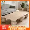 Mesa de Centro Baixa de Travertino Off-White para Sala de Estar Mesa de Chá Artística Wabi-sabi Mesa de Chá de Pedra para Espaço Comercial Irregular Personalizada