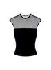Camiseta de Verano de Malla Patchwork Transparente de Manga Corta, Chica Caliente de Deseo Puro, Femenina, Ajustada, Color Sólido, Top Corto Versátil
