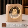 Bola de cristal creativa, luz de noche de madera maciza, lámpara ambiental de escritorio, decoración de mesita de noche, temática de mascotas gato y perro, regalo de recuerdo personalizable
