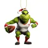 Decoración del Hogar de Acrílico Monstruo de Cabello Verde Adornos Producto Nuevo Transfronterizo Grinch Navideño Jugador de Fútbol Decoración Colgante para Árbol de Navidad