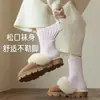 Calcetines de Lana para Mujer, Calcetines de Media Pantorrilla, Engrosados con Forro Polar, Calcetines Caídos, Calcetines Cálidos de Rizo, Calcetines Largos de Cachemira para Mujer