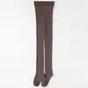 Meia-calça de Lã Trançada Outono Inverno para Mulheres, Leggings Quentes de Cashmere Espessado com Listras Verticais de Perna Reta e Design Espessado Levanta-Bumbum