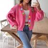 Suéter tejido para mujer, cárdigan corto con costura a crochet a mano, estilo europeo y americano, M69302