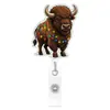 Porta-Crachá Retrátil Animal de Desenho Animado de Natal Porta-Cartão Giratório Puxável Porta-Cartão de Estudante para Escritório