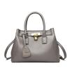 Dê à Mamãe uma Bolsa de Trabalho de Alta Qualidade 2025 Nova Padrão de Couro de Vaca Bolsa Platina Luxo Acessível Fechadura Concêntrica Couro Genuíno Bolsa Kelly Feminina