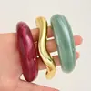 Pulsera de Borde Ancho con Superficie de Espejo de Venta Caliente Transfronteriza Europea y Americana, Pulsera Brillante Exagerada Personalizada, Pulsera de Resina Acrílica