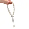 "Luz de Luna Blanca" Pulsera de Tirar de Perlas de Imitación Simple Francesa Moda de Gama Alta Pulsera Pequeña Destellante para Cintura de Hombre Versátil