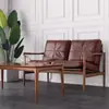 Sillón Individual Vintage de Madera Maciza Nórdica, Silla de Plumas de Cuero Genuino, Sillón Reclinable Perezoso con Relleno de Alta Resiliencia y Alta Resiliencia