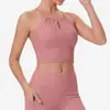 Top de Yoga de Alta Qualidade para Mulheres com Alças Finas, Lindo Design nas Costas, Top com Sutiã Push-Up, Usável como Roupa Externa, com Bojos, Sutiã Esportivo à Prova de Impacto