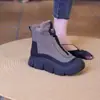 Botas de Nieve para Mujer con Cremallera, Nuevo Estilo Otoño e Invierno 2025, Forradas de Felpa, Botas Cálidas de Piel, Botas de Algodón de Moda Casual con Suela Suave y Suela Gruesa para Mujer