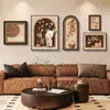 Pintura Decorativa para Sala de Estar Estilo Medieval 2025 Nova Pintura de Parede para Fundo de Sofá Retrô Francês Arte de Parede Artística de Alto Padrão