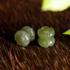 Cuentas de Jade Hetian Natural Gotas de Agua Soleada Verdes Qinghai Tallado Verde Nube de Fondo y Loto Cuentas Accesorios DIY