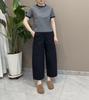 25176 Damei Ai Yuan 2025 Verão Nova Moda Camiseta Listrada de Gola Redonda Casual Calça Cropped Emagrecedora Feminina