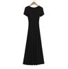 Elegante Figura Temperamento Cintura Justa Spice Girl Vestido Longo Feminino 2025 Desejo Puro Sexy Decote V Ombro Manga Curta vestido