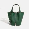 Bolso de Mano para Mujer Piel de Vaca de Primera Capa Cesta de Verduras 2025 Popular Bolso Cubo Pequeño Bolso de Mano Bolso de Mano de Gran Capacidad