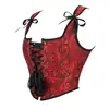 Top modelador jacquard de alça dupla ajustável para mulheres, espartilho estilo bustier com amarração frontal e barbatanas para sustentação