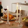 Candelabro en forma de T de cristal transparente de estilo europeo, adornos para bodas, decoración de mesa de comedor.
