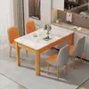 Juego de mesa de comedor y sillas de pizarra estilo nórdico, diseño simple, forma rectangular, estructura de hierro con acabado de madera sintética, apto para uso doméstico, ideal para apartamentos pequeños