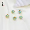 Contas de Laca Cloisonné de 8mm, Contas Soltas com Esmalte Gotejado, Banhado a Cobre com 18K, Contas Espaçadoras na Cor Azul Queimado, Para Pulseira Colar DIY