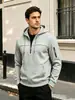Sudadera con capucha para hombre, estilo primavera/otoño, forro polar, con bolsillos con cremallera, ropa deportiva casual, color liso, estilo pullover
