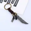 Pingente Criativo e Personalizado de Pena em Bronze Antigo Chaveiro Decorativo, Acessório Versátil de Couro Trançado Estilo Étnico Vintage