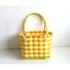 Bolsa de Cesta Pequeña Tejida Color Viento Bolsa Cuadrada Cesta Portátil para Verduras Bolso de Hombro Combinación para Picnic y Fotos Bolso de Playa