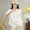 Top Camisa Casual de Algodón y Lino Manga Media Dopamine para Mujer Verano Nueva Llegada Versátil Cárdigan de Cinco Mangas Versátil Adelgazante