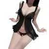 Camisón sexy de talla grande con tirantes, estilo puro deseo, diseño de abertura, fácil de llevar, con efecto push-up y detalles calados, camisón seductor para mujer