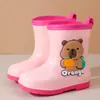 Novas Galochas Infantis Cartoon Capivara Tendência, Botas Fofas Impermeáveis e Antiderrapantes para Meninos e Meninas, Adequadas para Todas as Estações