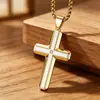 Colar com Pingente de Cruz de Areia em Aço Dourado Masculino Estilo Fashion Joias Aço Inoxidável Aço Titânio Moda Trabalho