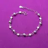 Pulsera de Plata con Estrellas Pequeñas de Cuentas de Arena Estilo Coreano y Japonés, Joyería de Estrella de Cinco Puntas de Moda para Niñas, Suministro al por Mayor y para Agentes para Microempresas