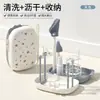 Escova de Limpeza para Mamadeira, Silicone Dobrável Portátil de Viagem Conjunto de Seis Peças, Resistente a Altas Temperaturas, Cabo Antiderrapante, Especial para Sair
