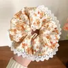 Anel de cabelo de intestino grosso floral estilo coreano novo de mola tecido de renda renda corda de cabelo de rabo de cavalo floral estilo pastoral