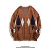 Suéter tipo cárdigan con cuello en V para hombre, holgado, estilo retro japonés, estilo perezoso, otoño e invierno, grueso, moderno, combina con todo.