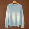 Suéter de Cachemira para Mujer Otoño/Invierno 2026 100% Cachemira Pura Cuello Redondo Cepillado Moderno Versátil Holgado Jersey Top Cálido