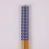 Novos na fábrica Estilo japonês Comércio exterior Impressos Pauzinhos de bambu Cinco azuis azul e branco Porcelana Pauzinhos de bambu para comércio exterior Venda por atacado