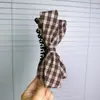 Presilha de banana com laço xadrez de tecido estilo coreano, presilha vertical de alta qualidade e requintada para penteado semi-preso feminino, acessório de cabelo