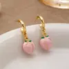 Pendientes de Melocotón Frutal con Goteo de Aceite de Venta Caliente Transfronterizos Pendientes Simples de Comercio Exterior Extranjero Tachuelas Dulces de Melocotón