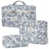 Bolsa de Maquiagem Acolchoada Grande para Viagem Feminina Bolsa de Maquiagem de Algodão Estética Flor Bolsa de Armazenamento de Artigos de Higiene Pessoal para Viagem Bolsa